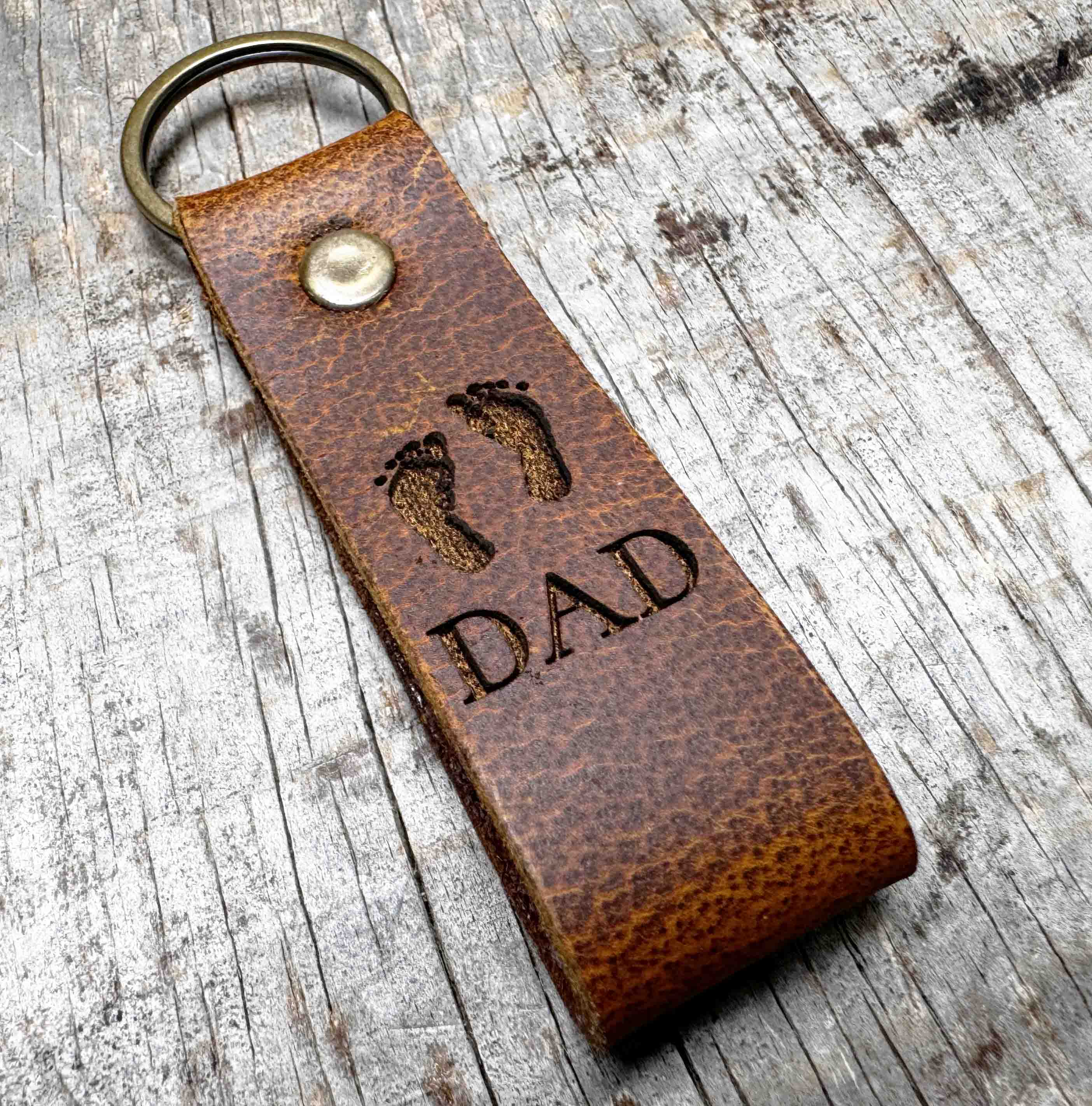 Leather Keychain ring Custom Engraved