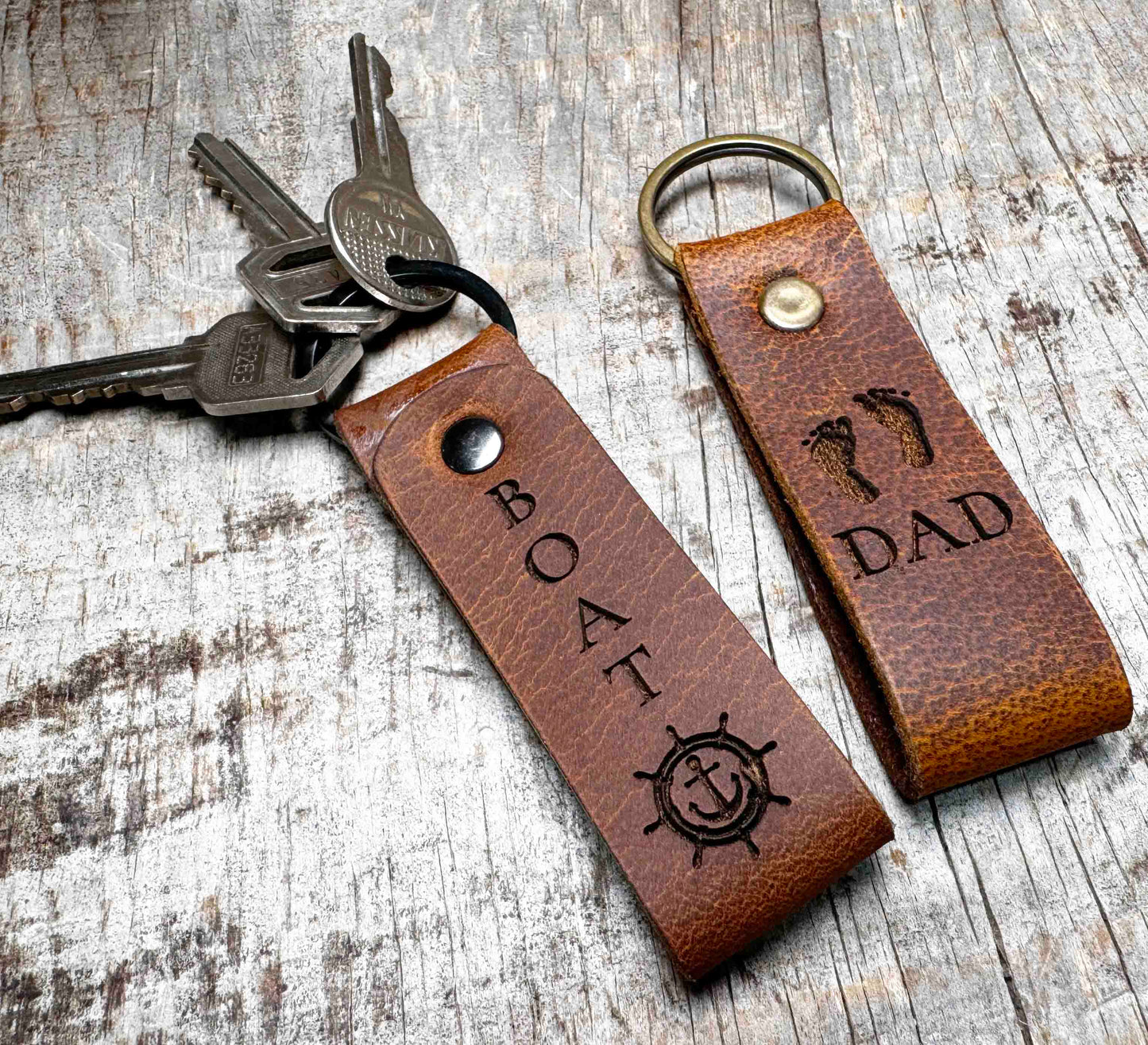 Leather Keychain ring Custom Engraved