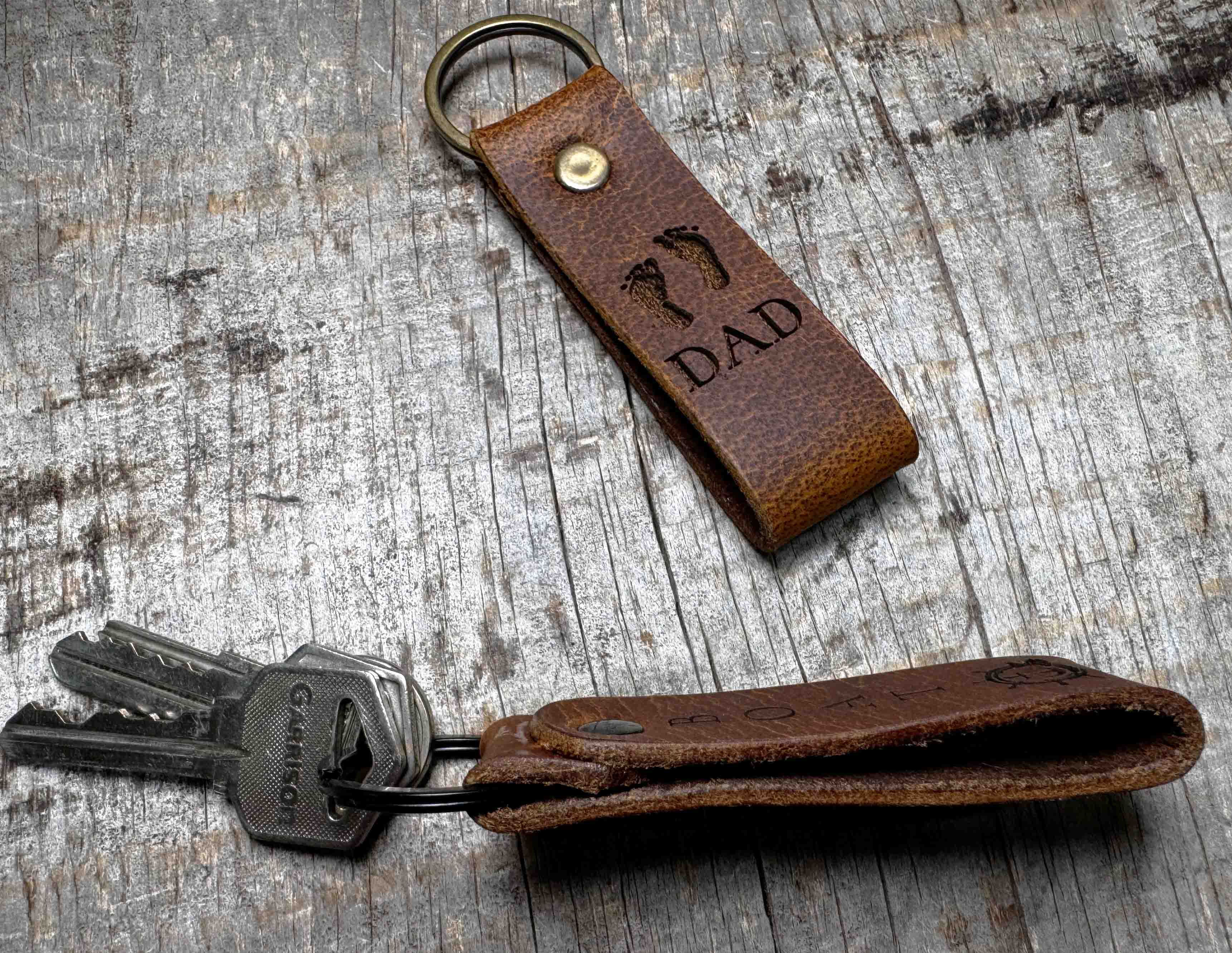 Leather Keychain ring Custom Engraved