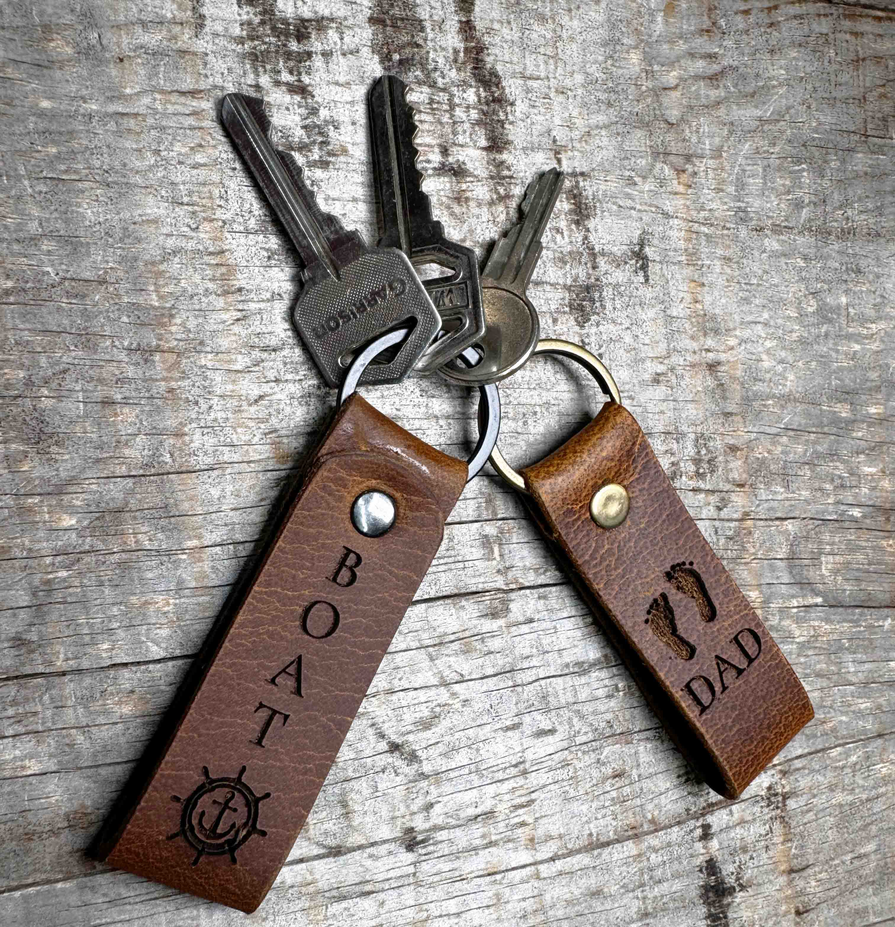 Leather Keychain ring Custom Engraved