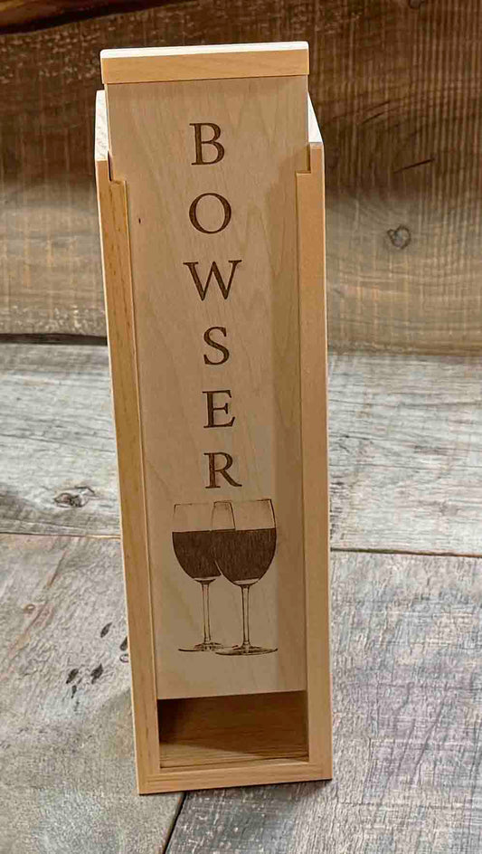 Custom Engraved Pine Wine Boxes - Design 37