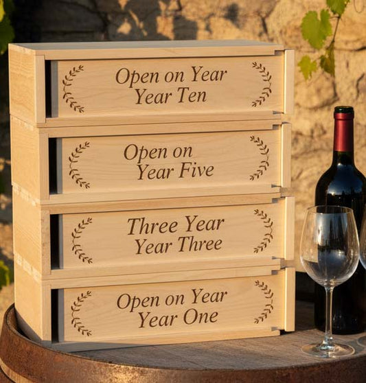 Custom Laser Engraved 4 Bottle Wine Box | Personalized Anniversary Wine Gift Box