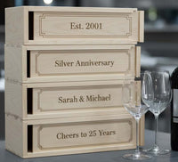 Custom Laser Engraved 4 Bottle Wine Box | Personalized Anniversary Wine Gift Box