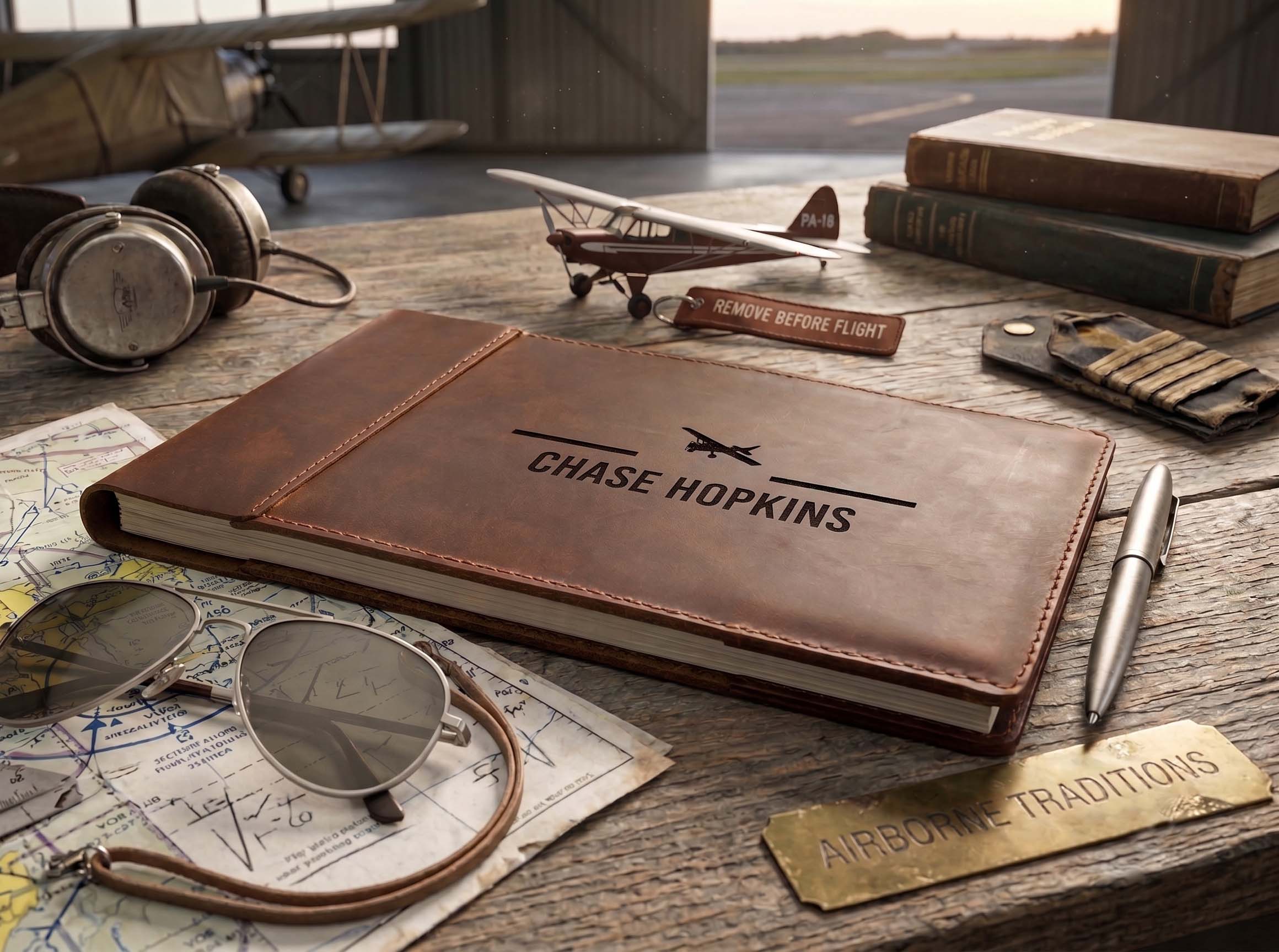 搭乗レグブック オーダーメイド Personalized Leather Pilot Logbook | Custom Engraved Flight Log