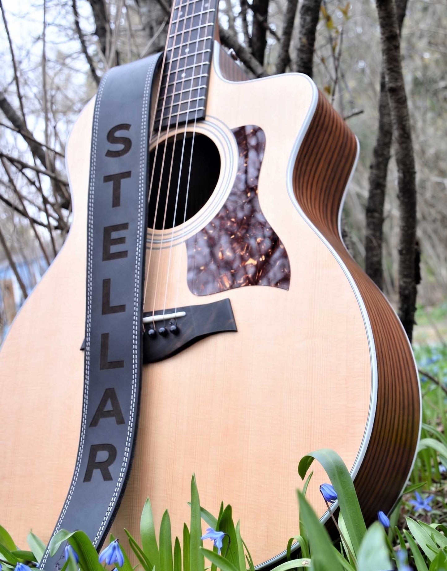Engraved Leather Guitar Strap | Personalized Butter Leather Double Stitching