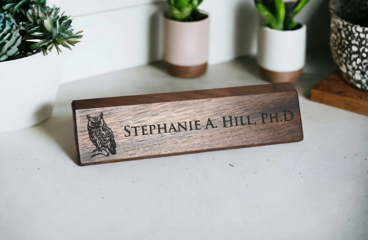 Walnut Desk Name Plate Memories Made Custom