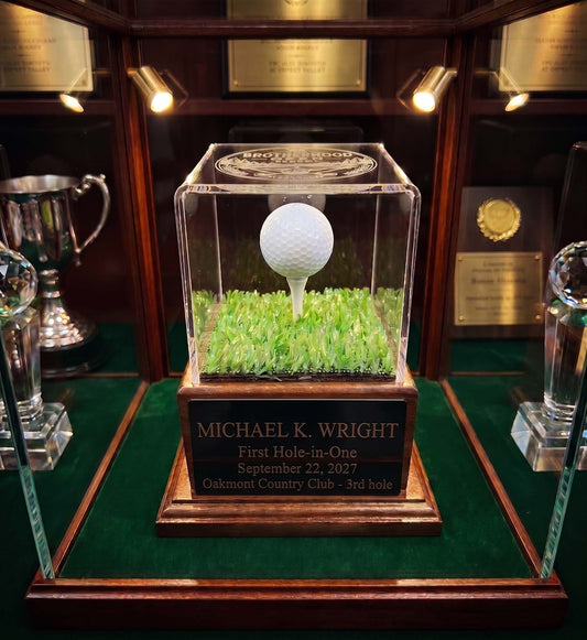 Personalized Real Wood Golf Ball Trophy Case | Hole in One