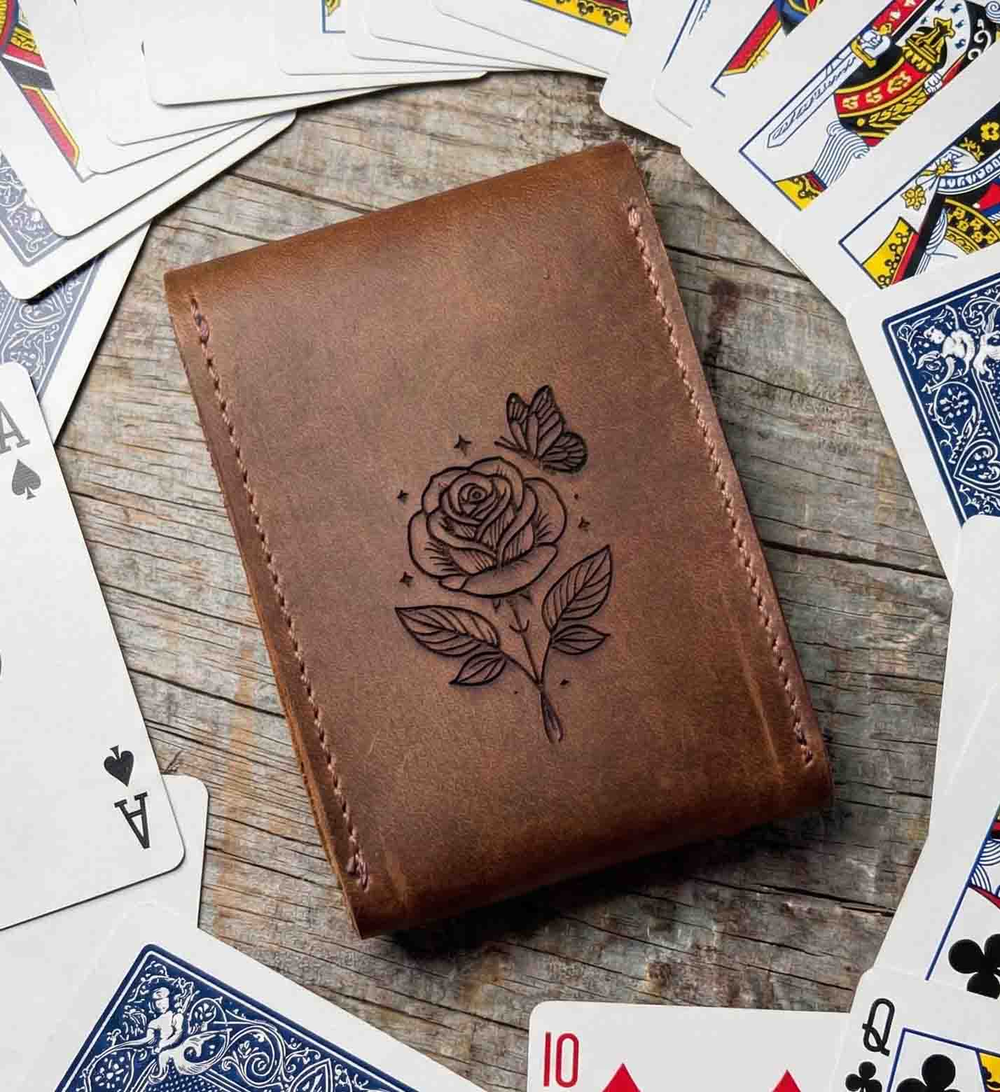 Custom Engraved Leather Playing Card Case