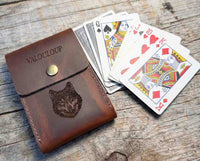 Custom Engraved Leather Playing Card Case