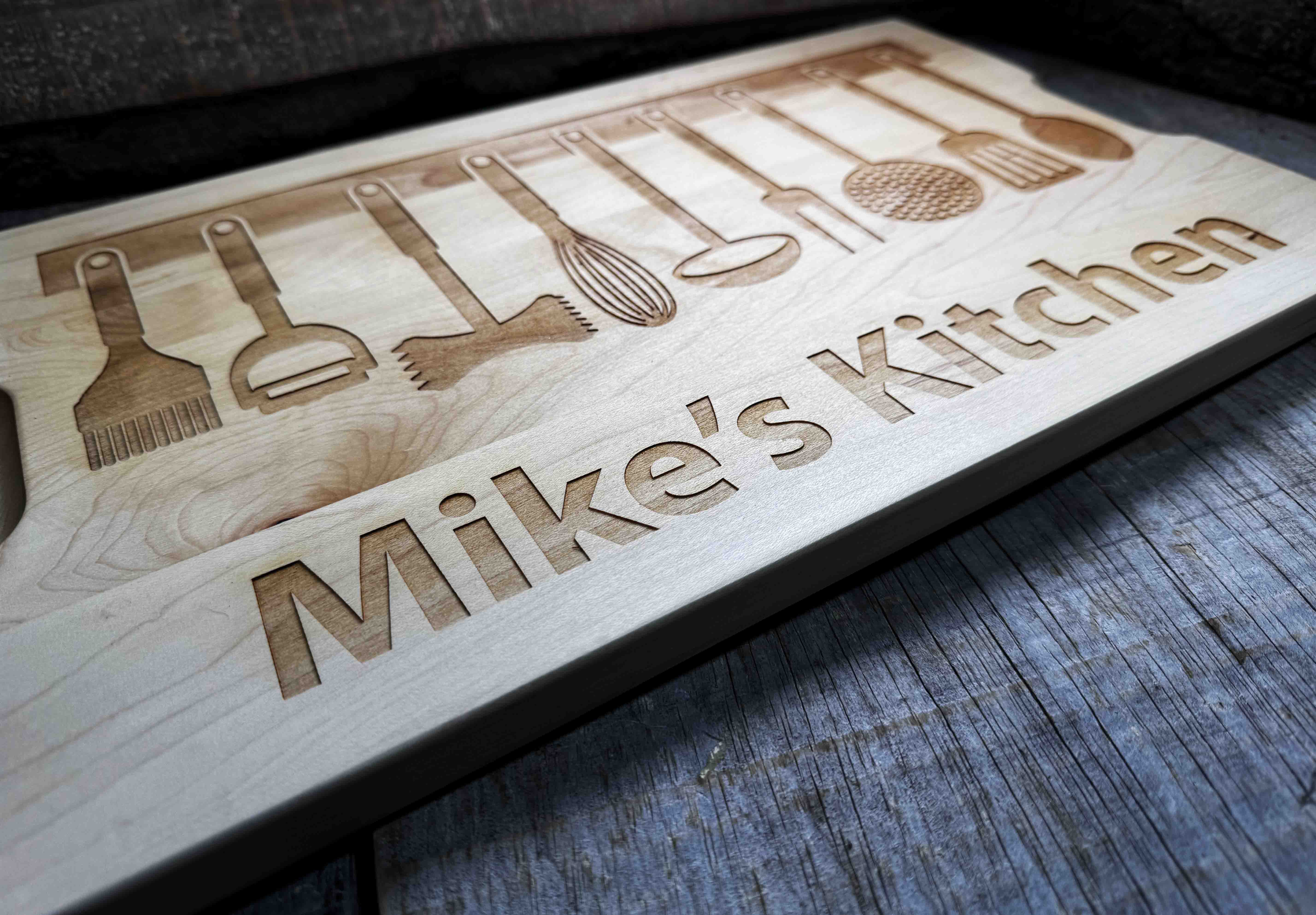 Custom Solid Maple Cutting Board Design 39 - Memories Made Custom