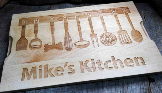 Custom Solid Maple Cutting Board Design 39 - Memories Made Custom
