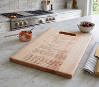 Handwritten Recipe Cutting Board | Engraved Canadian Solid Maple Cut Out Handle