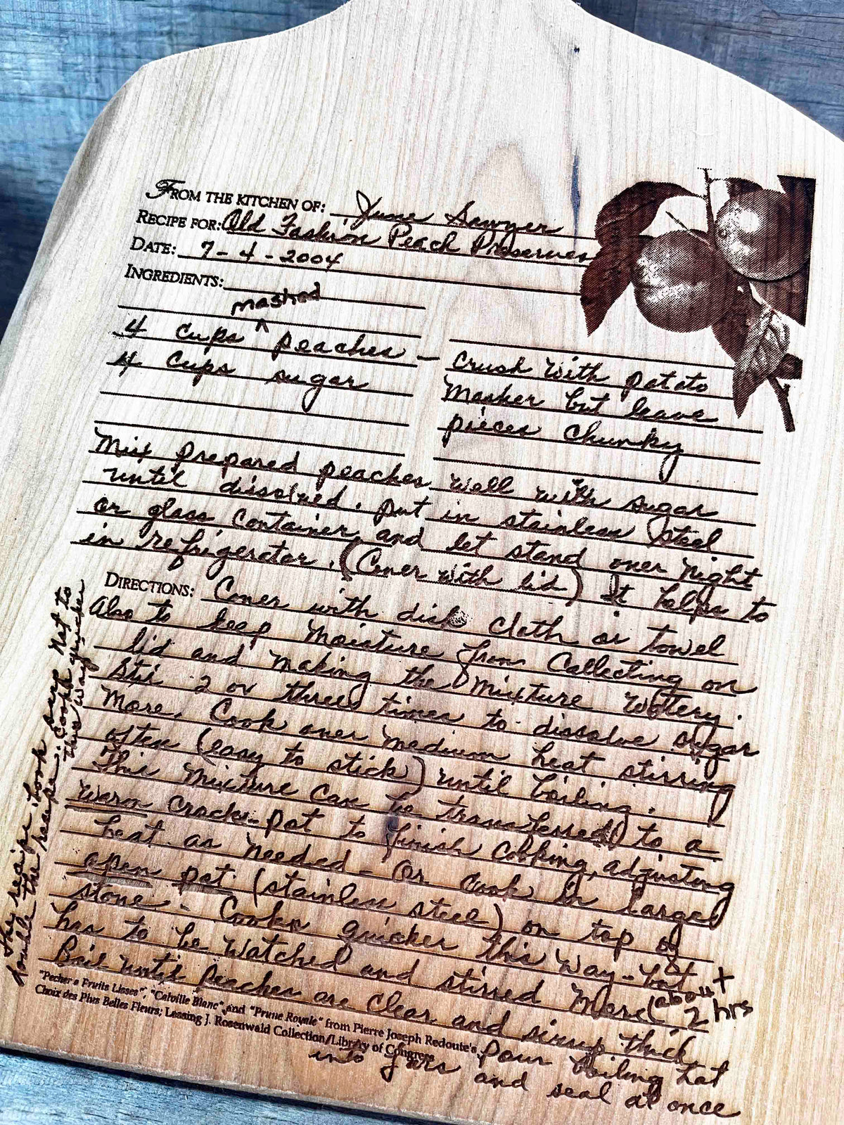 RECIPE ENGRAVED LIVE EDGE CUTTING BOARD Memories Made Custom