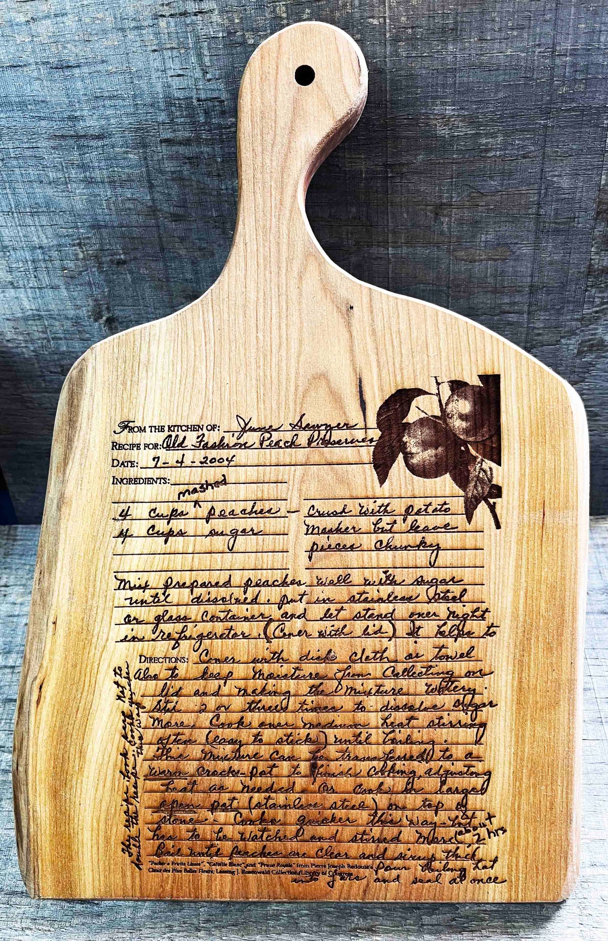 RECIPE ENGRAVED LIVE EDGE CUTTING BOARD Memories Made Custom