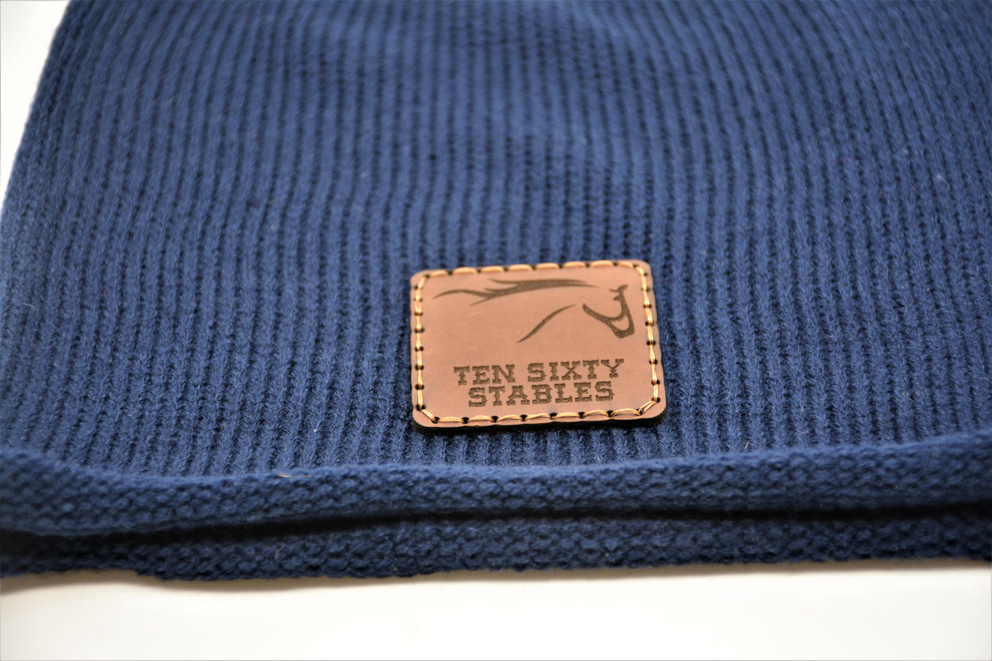 Beanie Hat with Custom Leather Patch