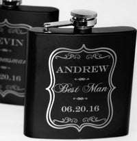 Personalized 6oz Stainless Steel Flask | Custom Engraved Groomsmen Gift