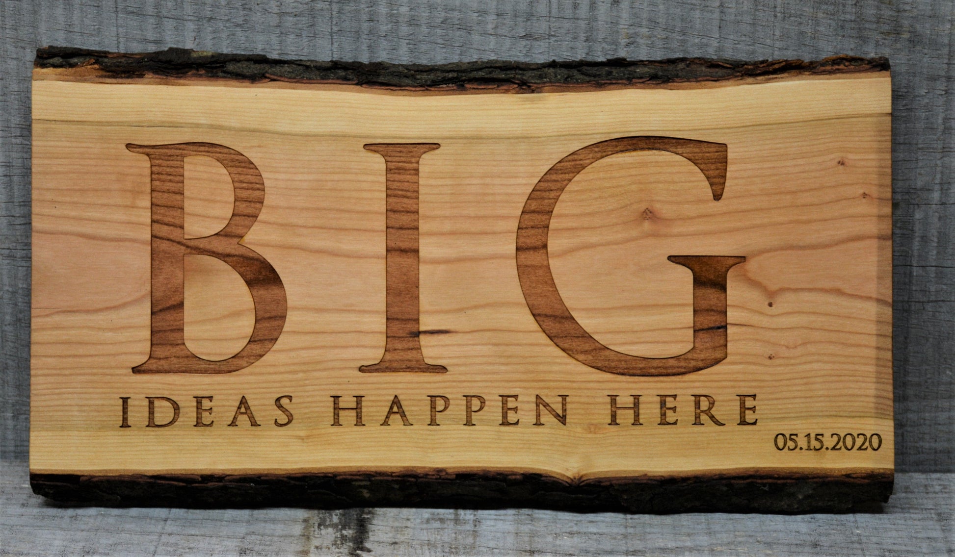 Cherry Wood Custom Signs: Text and Graphic.