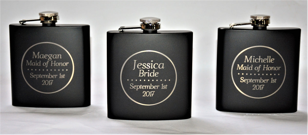 Personalized 6oz Stainless Steel Flask | Custom Engraved Groomsmen Gift | Design 9