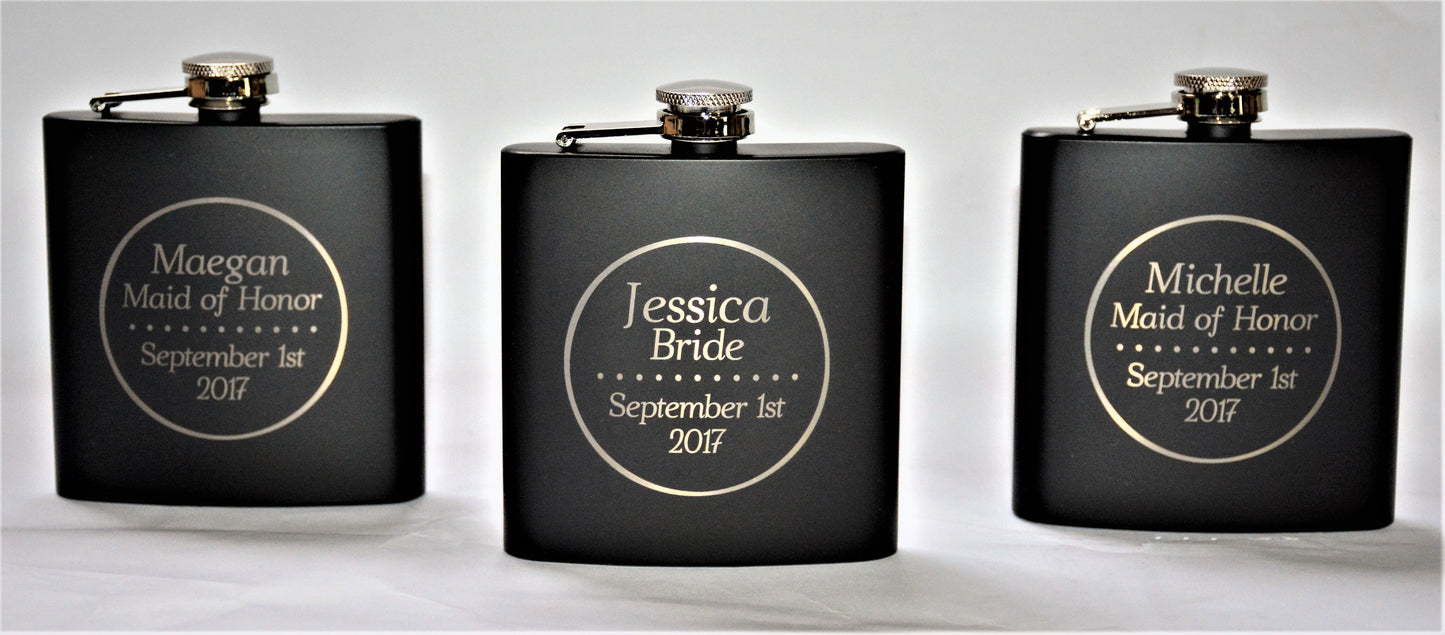 Personalized 6oz Stainless Steel Flask | Custom Engraved Groomsmen Gift | Design 9
