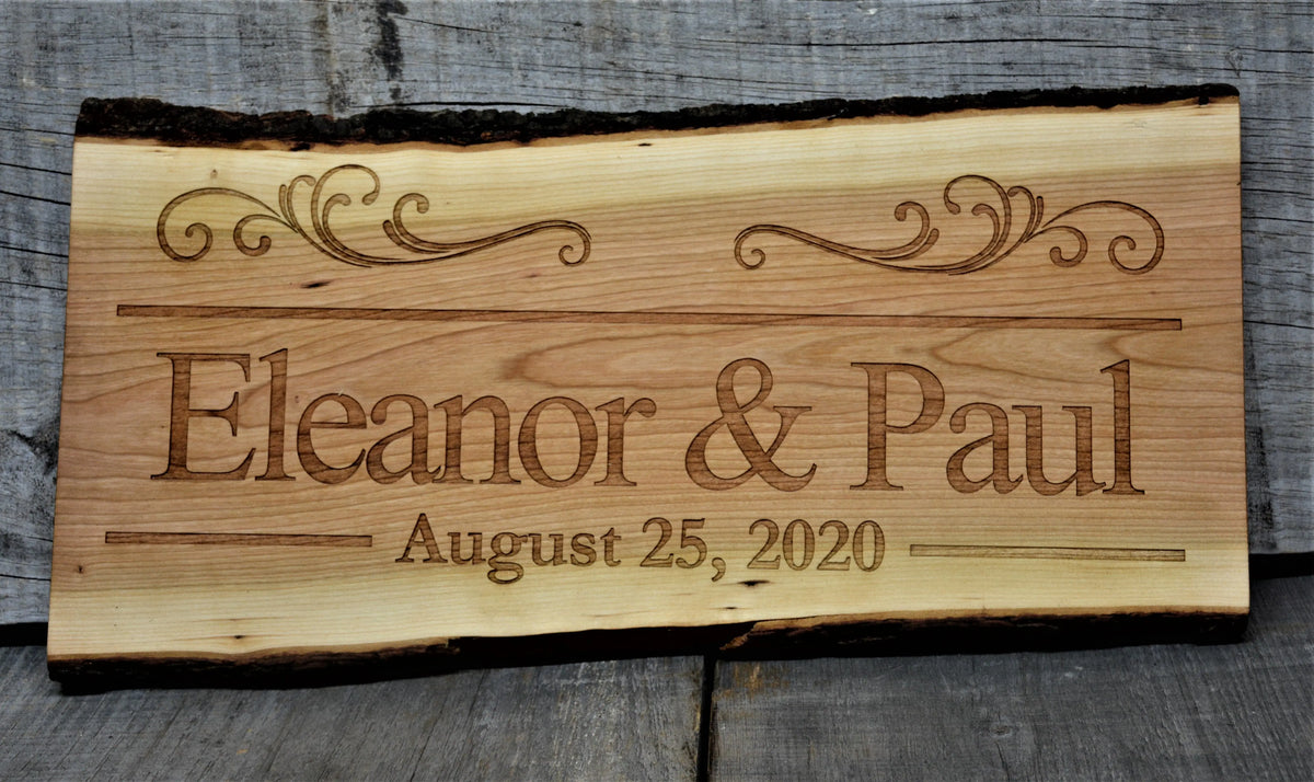 Cherry Wood Custom Signs: Text and Graphic.