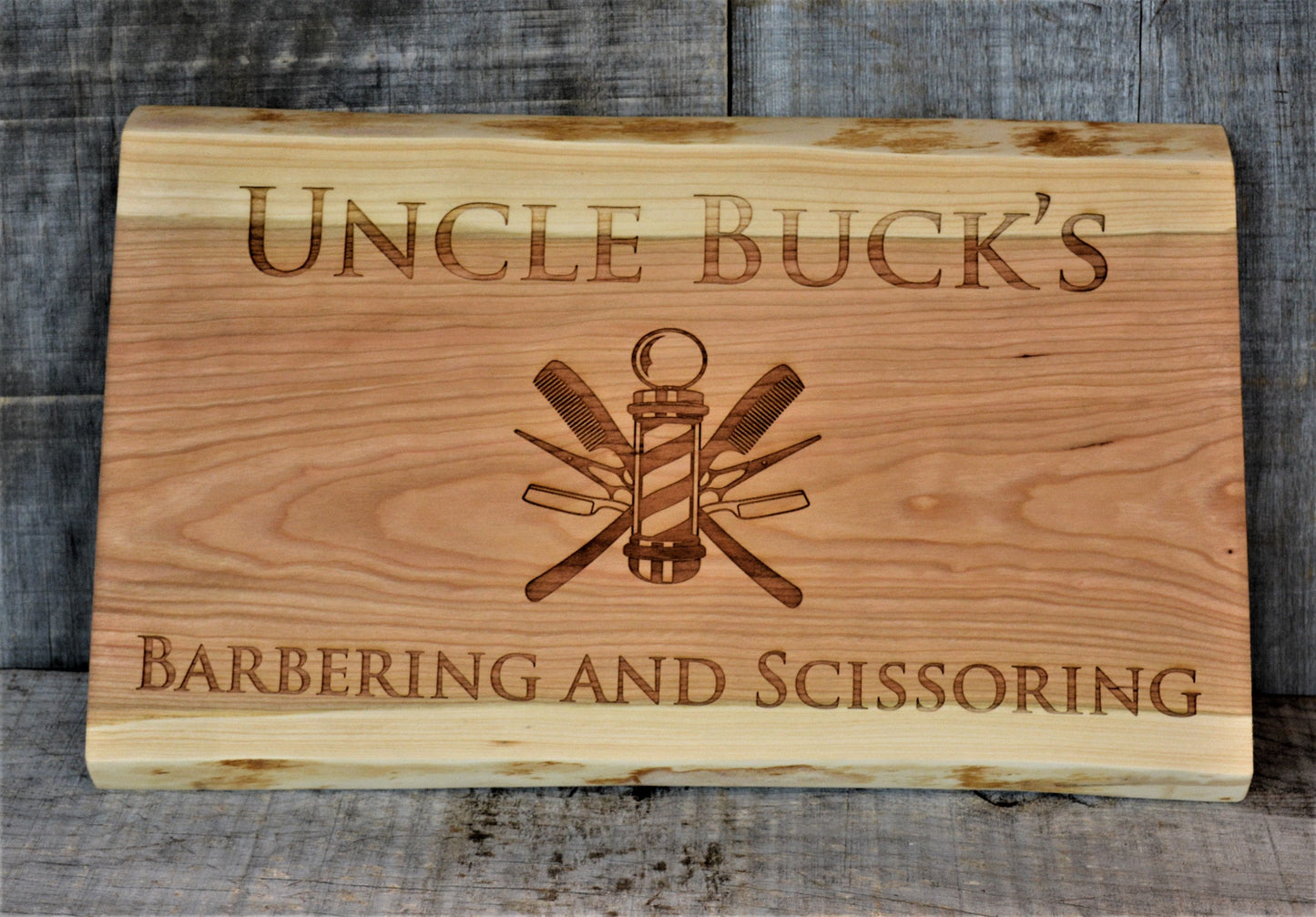 Cherry Wood Custom Signs: Text and Graphic.