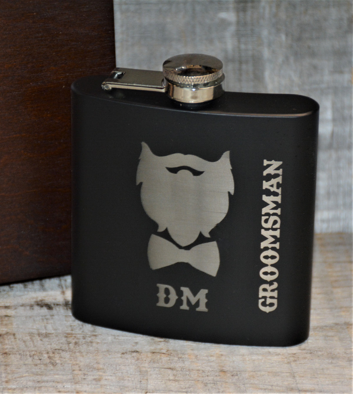 Personalized Flask & Custom Engraved Wooden Box Set