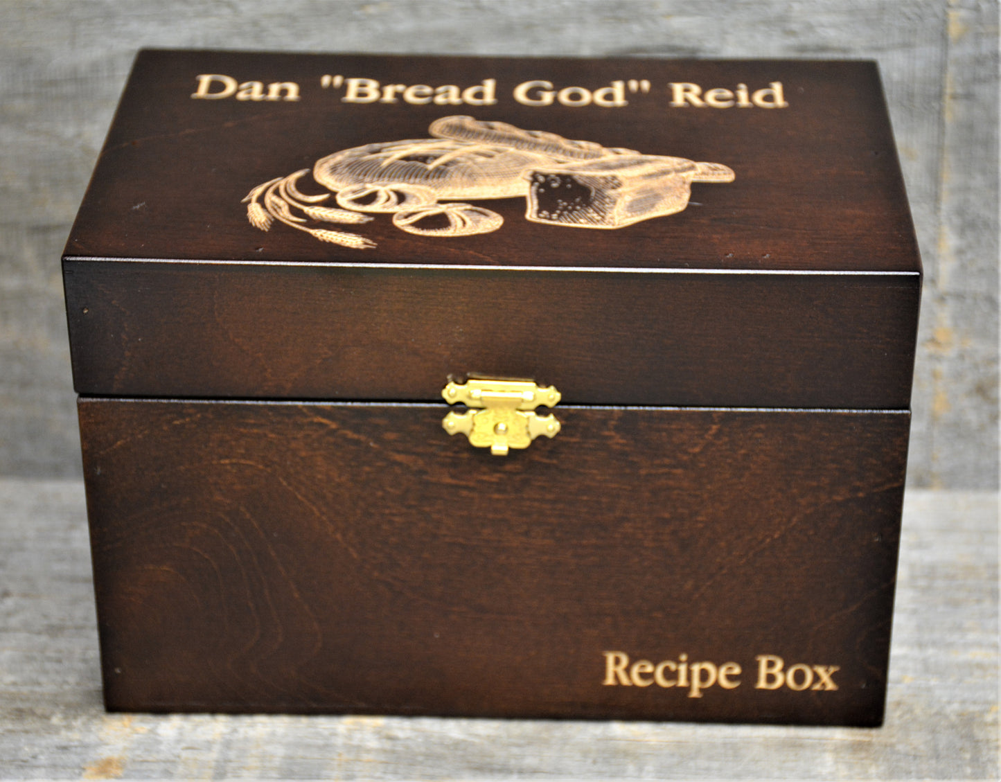 Personalized Wooden Recipe Box - Custom Engraved (4x6)
