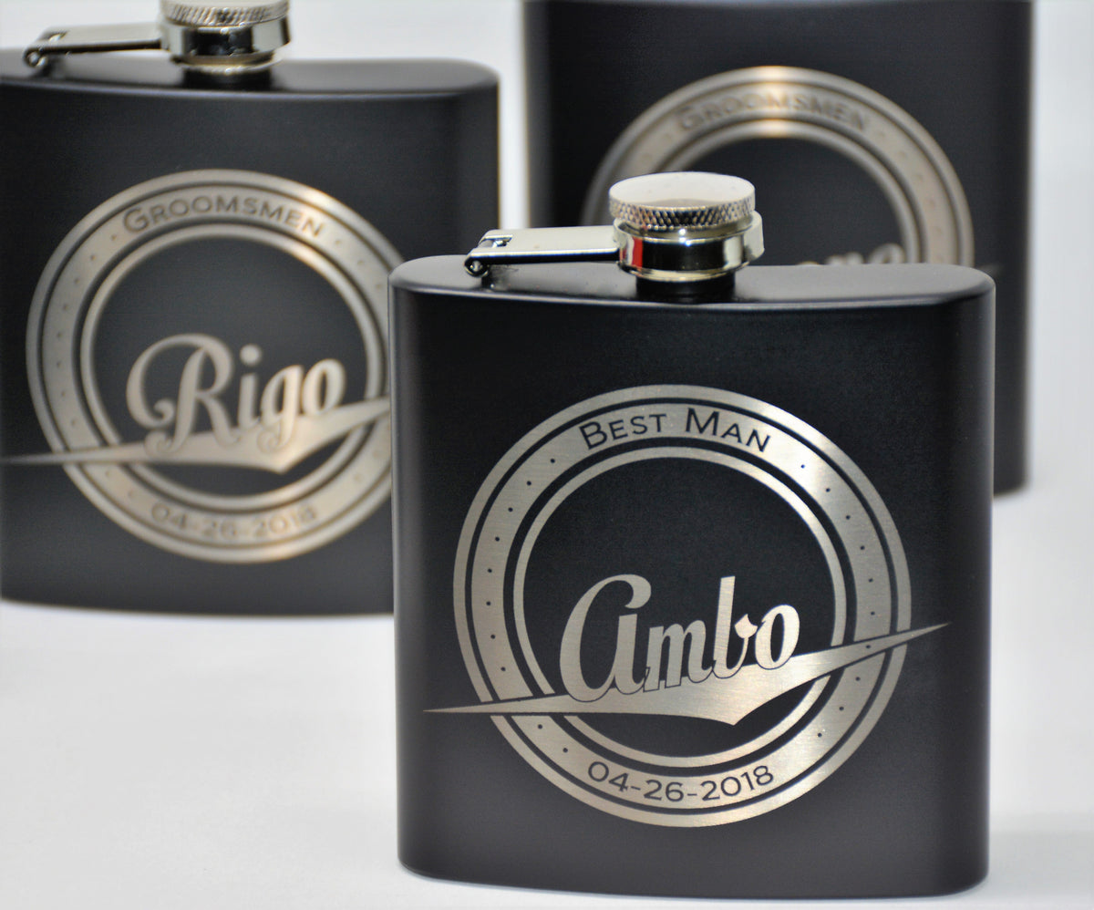 Personalized 6oz Stainless Steel Flask | Custom Engraved Groomsmen Gift