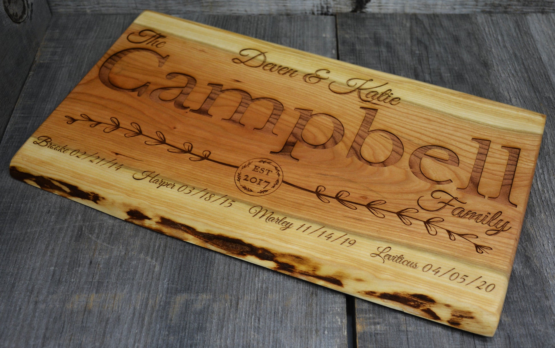 Cherry Wood Custom Signs: Text and Graphic.