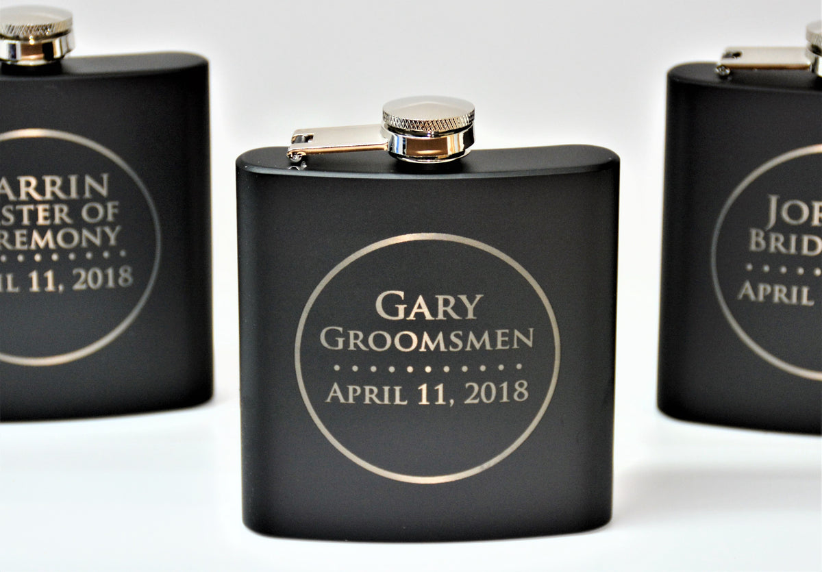 Personalized 6oz Stainless Steel Flask | Custom Engraved Groomsmen Gift | Design 9