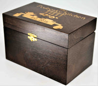 Personalized Wooden Recipe Box - Custom Engraved (4x6)