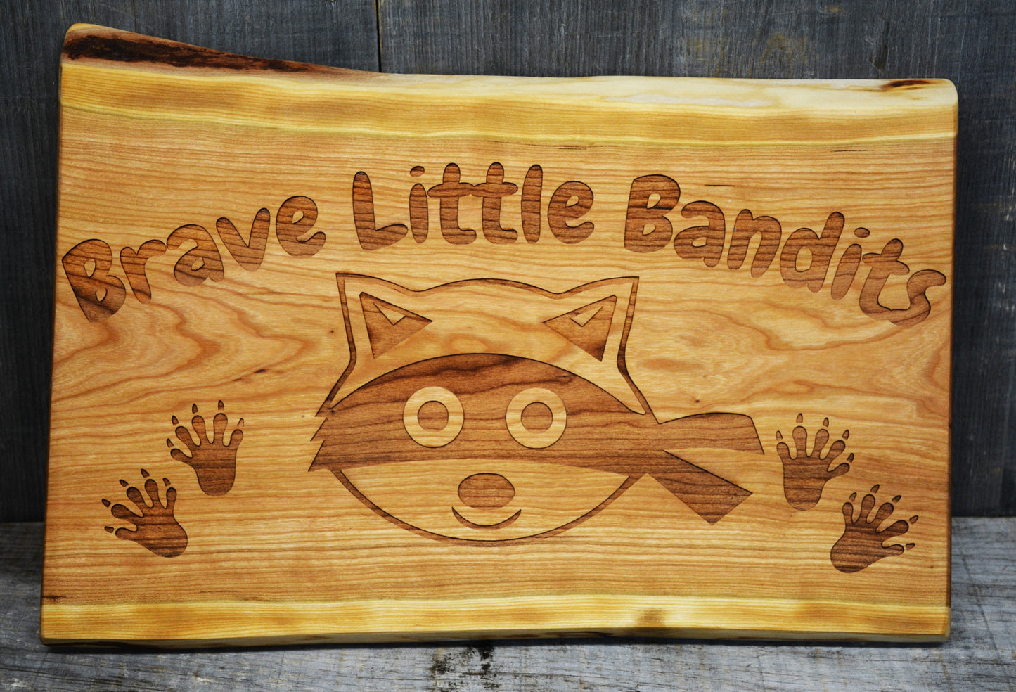 Cherry Wood Custom Signs: Text and Graphic.