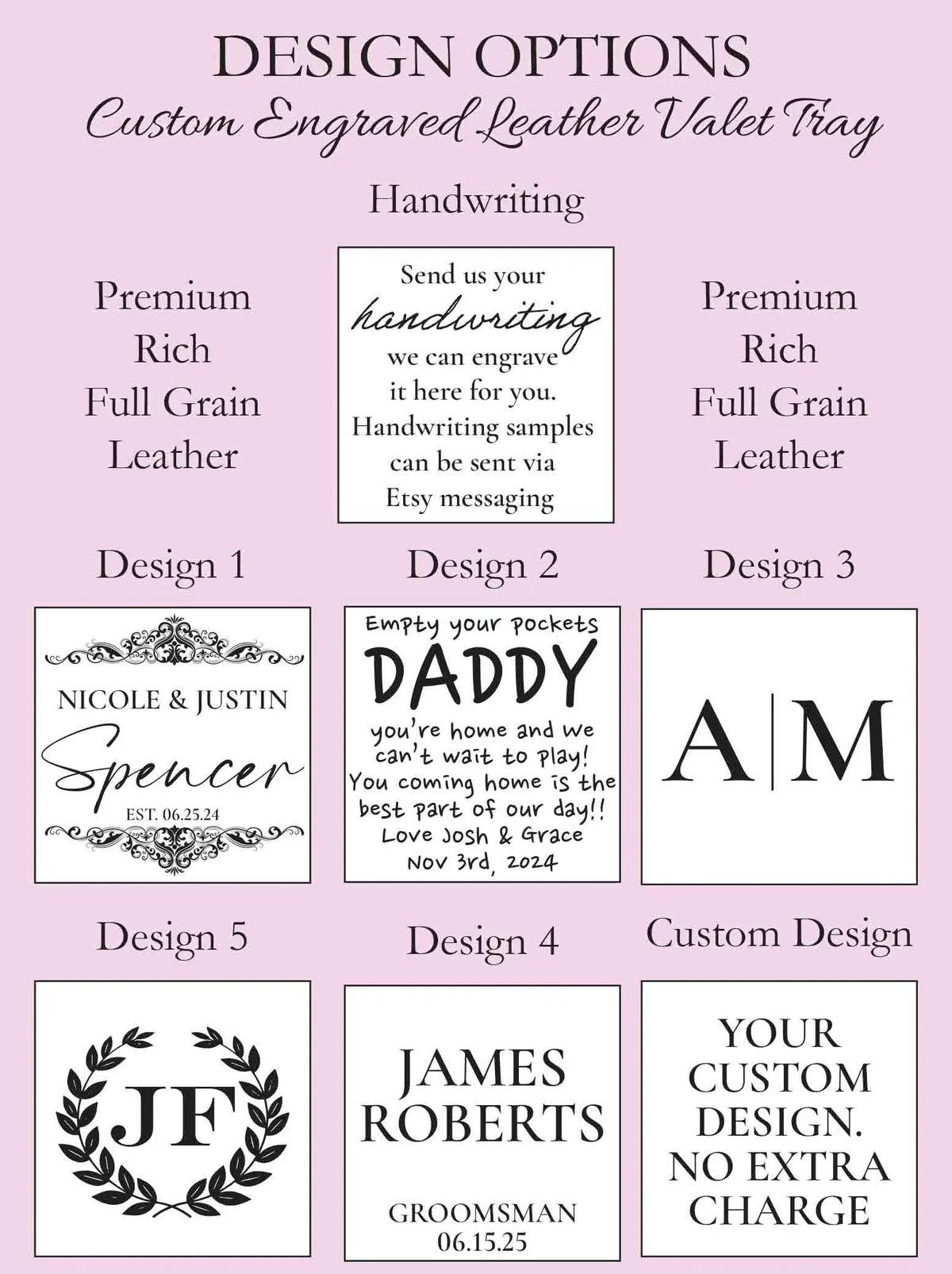 Leather Valet Catch All Tray & Desk Organizer Memories Made Custom