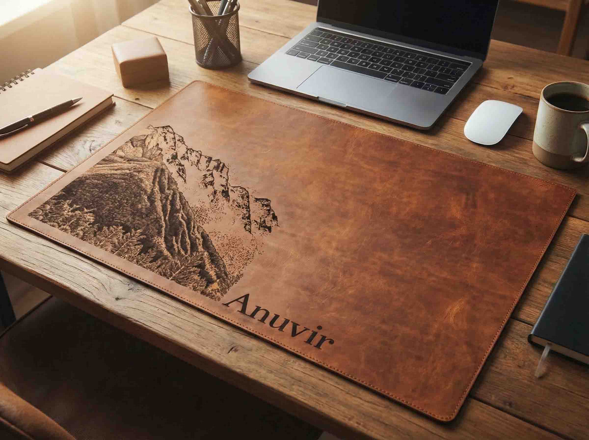 Premium Leather Engraved Desk Mat - Memories Made Custom