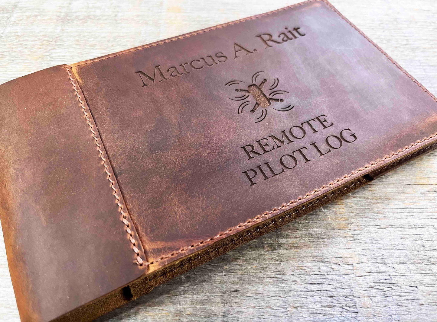 Pilots Log Premium Leather Engraved