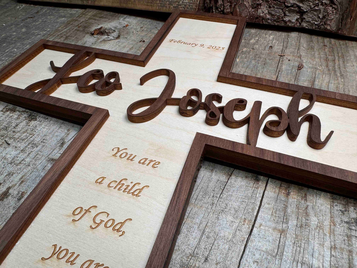Wooden Crosses Dual Layer Memories Made Custom