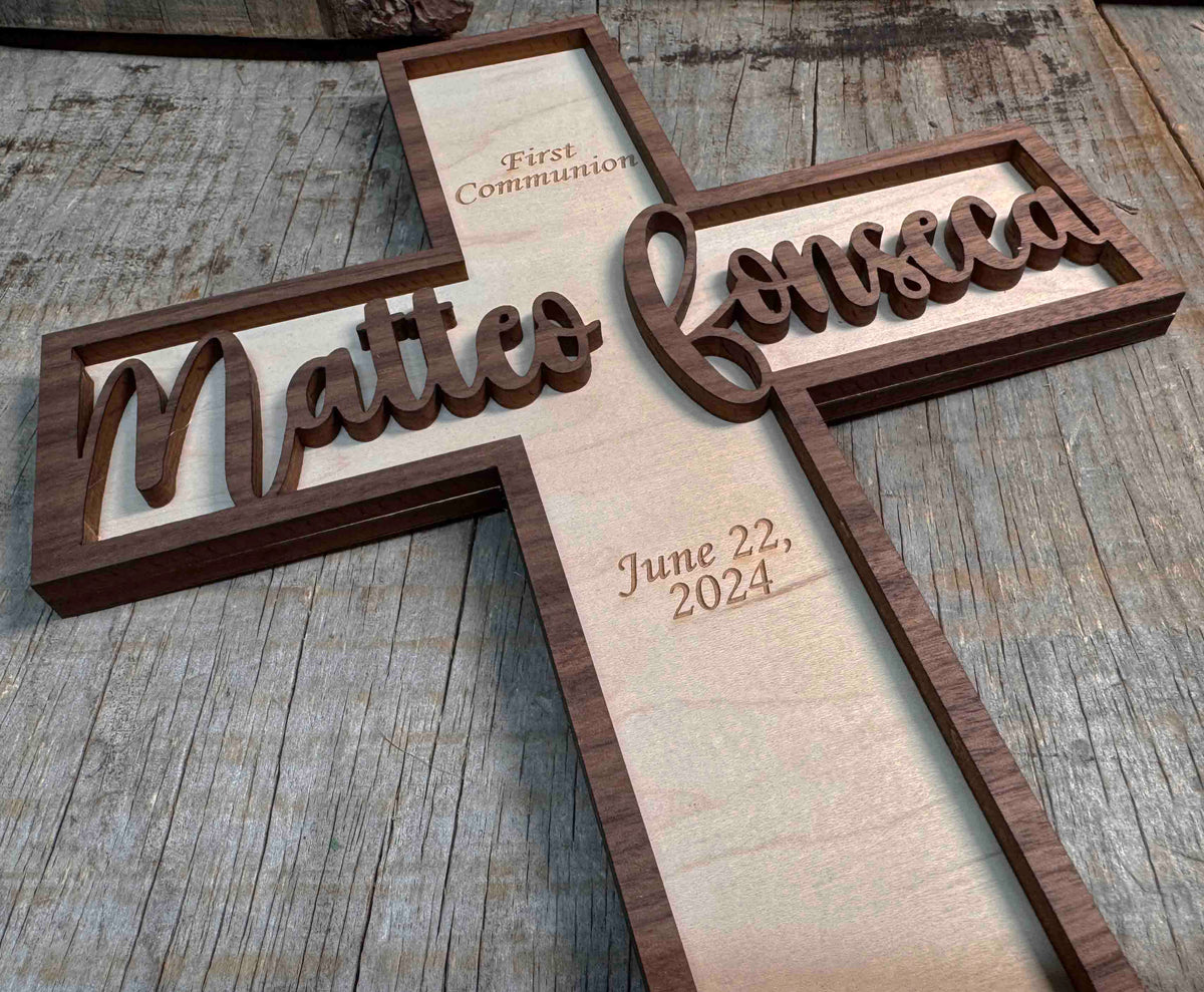 Wooden Crosses Dual Layer Memories Made Custom