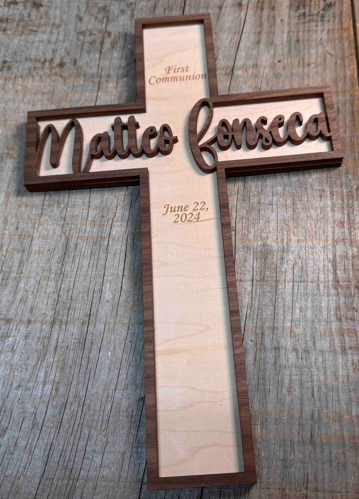 Wooden Crosses Dual Layer Memories Made Custom