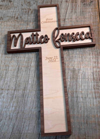 Wooden Crosses Dual Layer Memories Made Custom