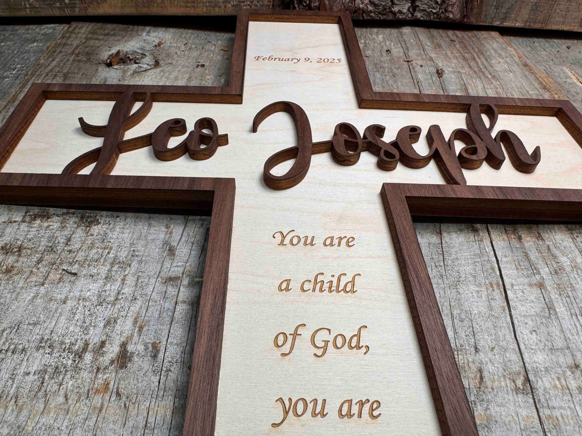 Wooden Crosses Dual Layer Memories Made Custom