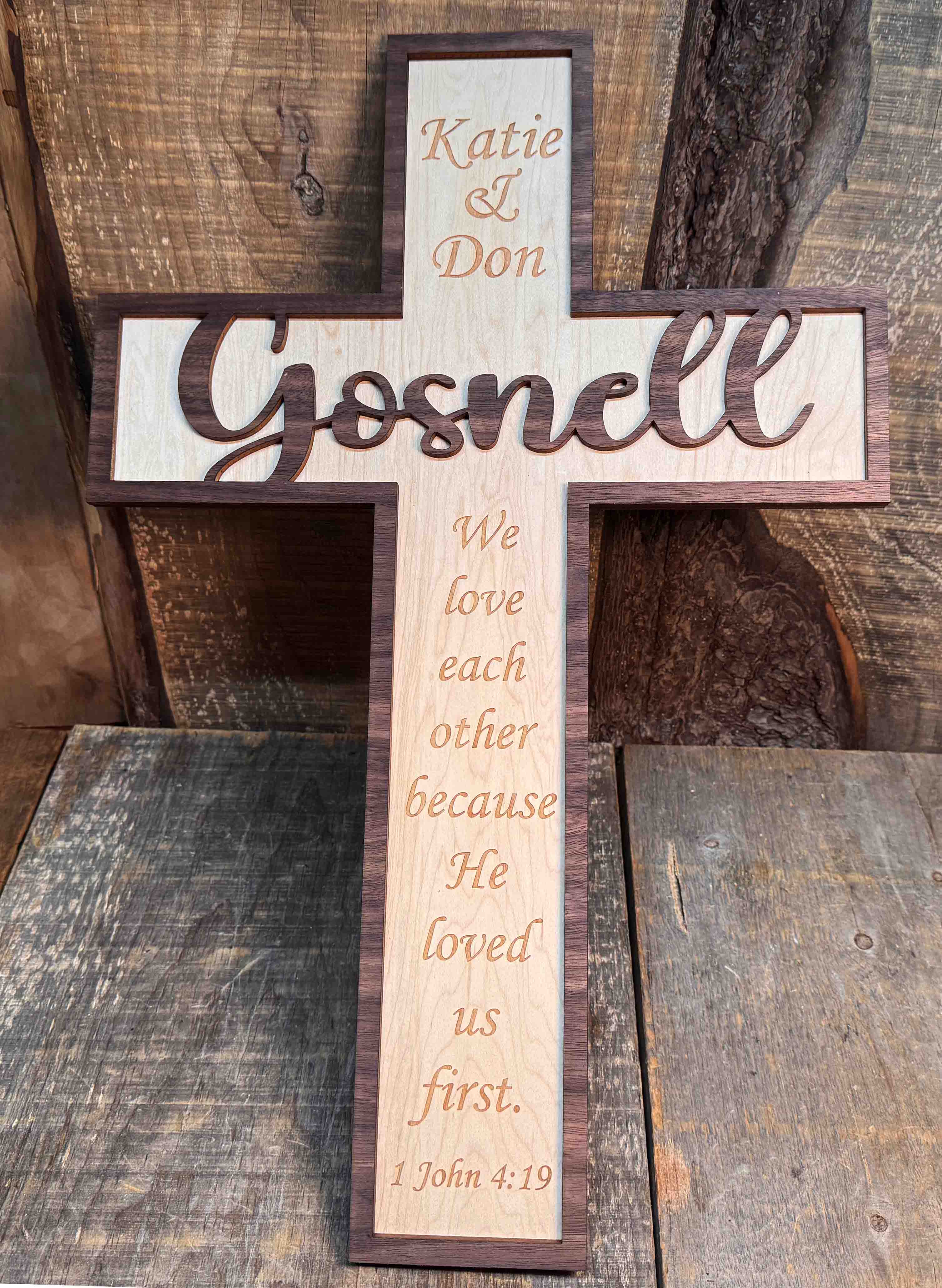 Wooden Crosses Dual Layer Memories Made Custom
