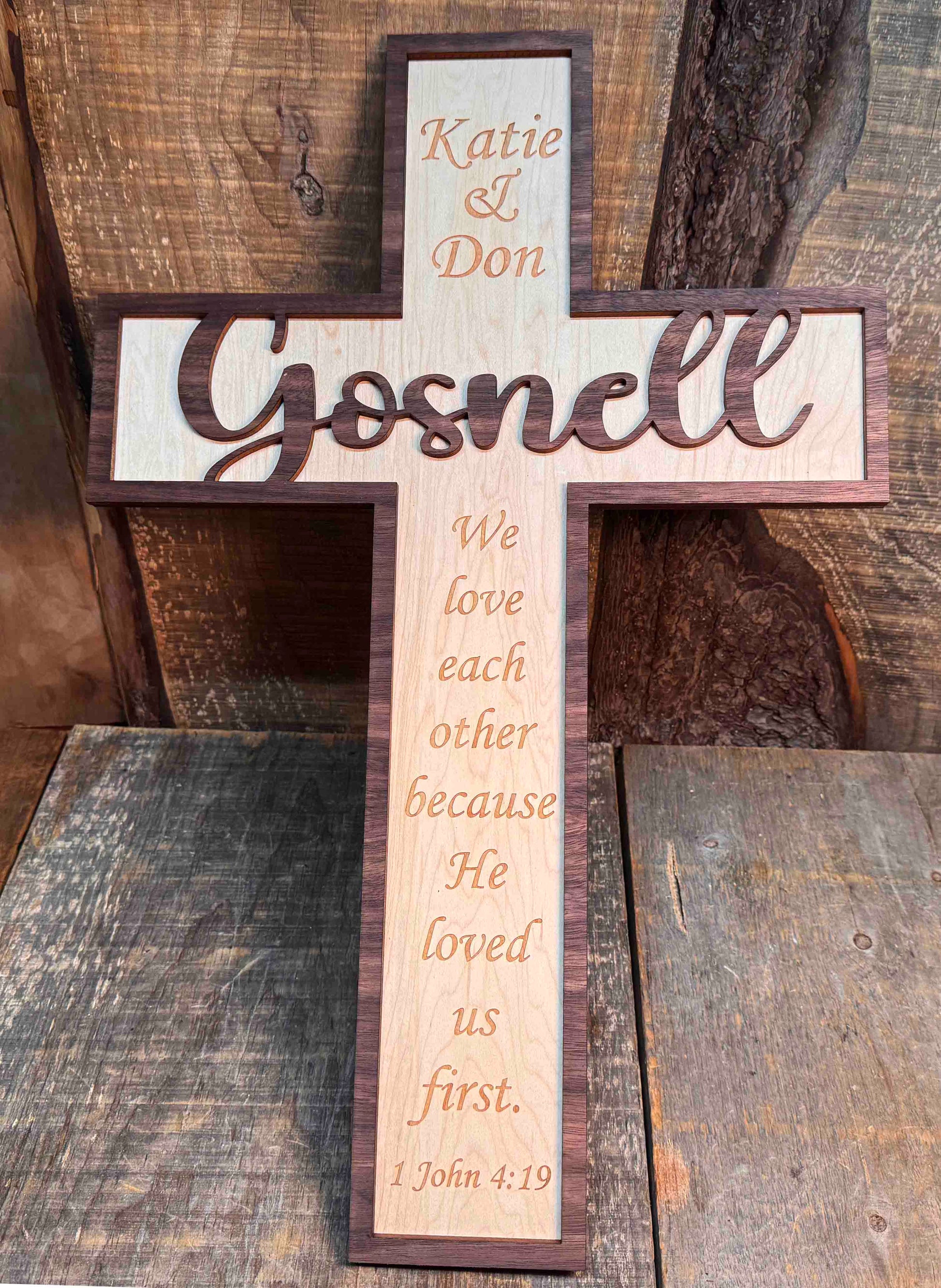 Wooden Crosses Dual Layer Memories Made Custom