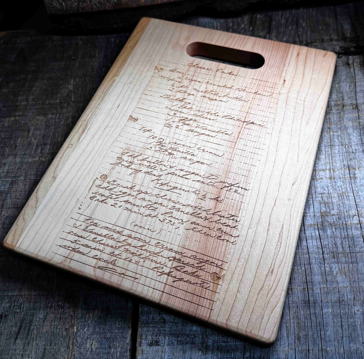 Maple Cutting Board Cutout Handle Recipe Engraved Memories Made Custom