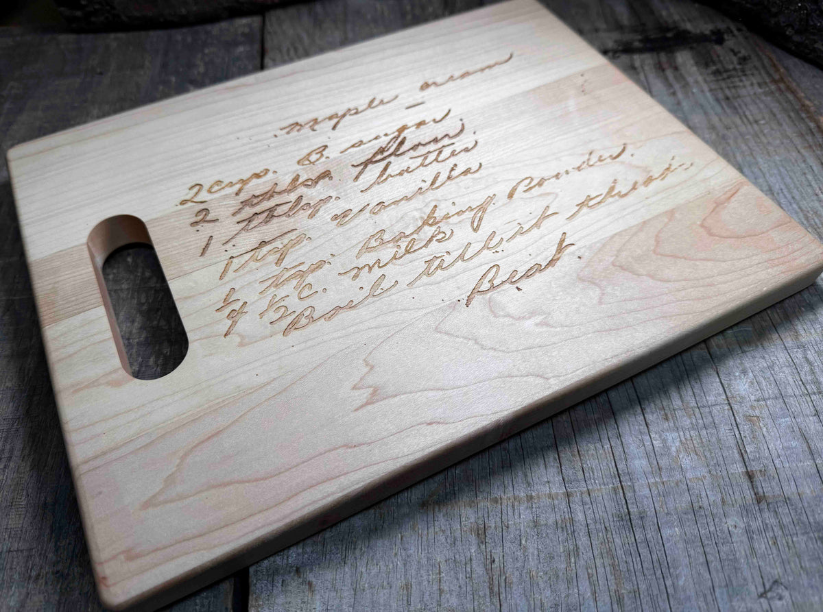 Maple Cutting Board Cutout Handle Recipe Engraved Memories Made Custom