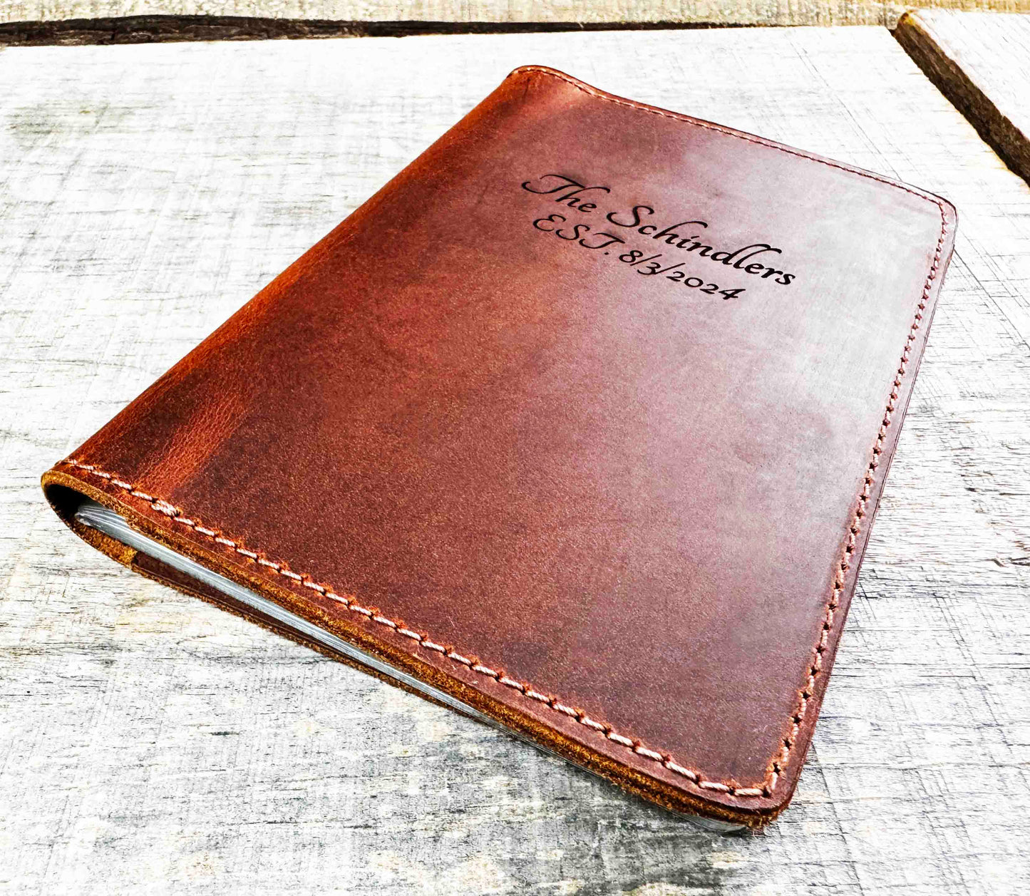 4x6 Leather Photo Album, Premium Leather Engraved