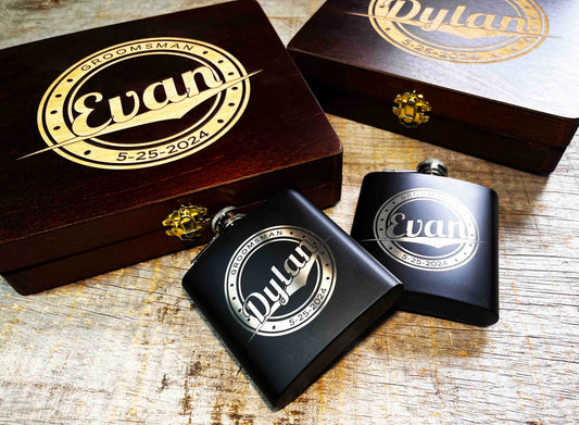 Groomsman Box/Flask Giftsets - Design 13