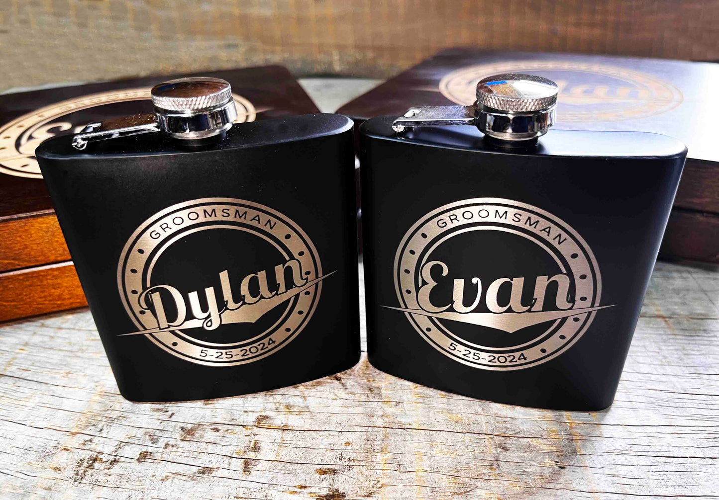 Groomsman Box/Flask Giftsets - Design 13