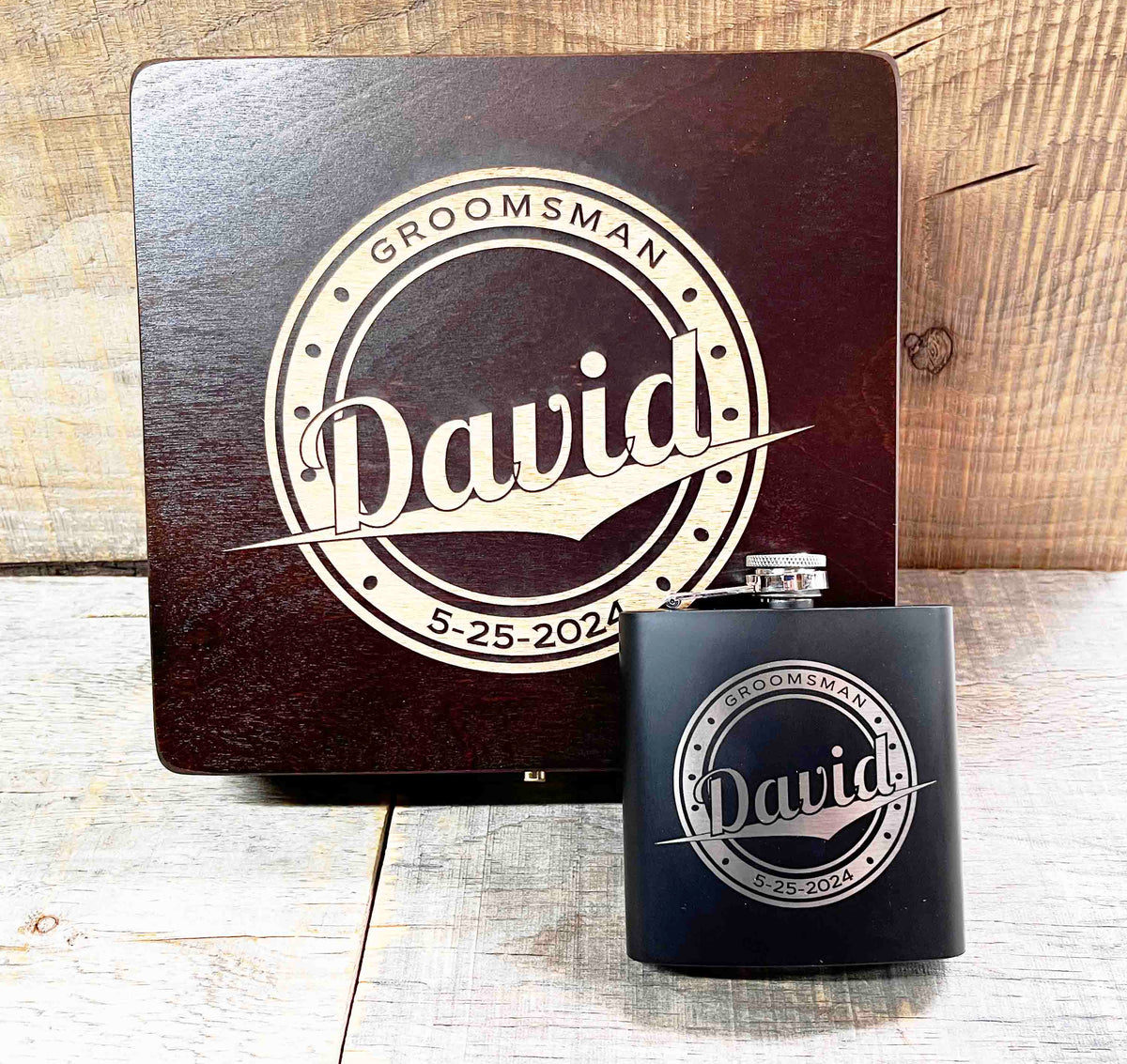 Groomsman Box/Flask Giftsets - Design 13 Memories Made Custom