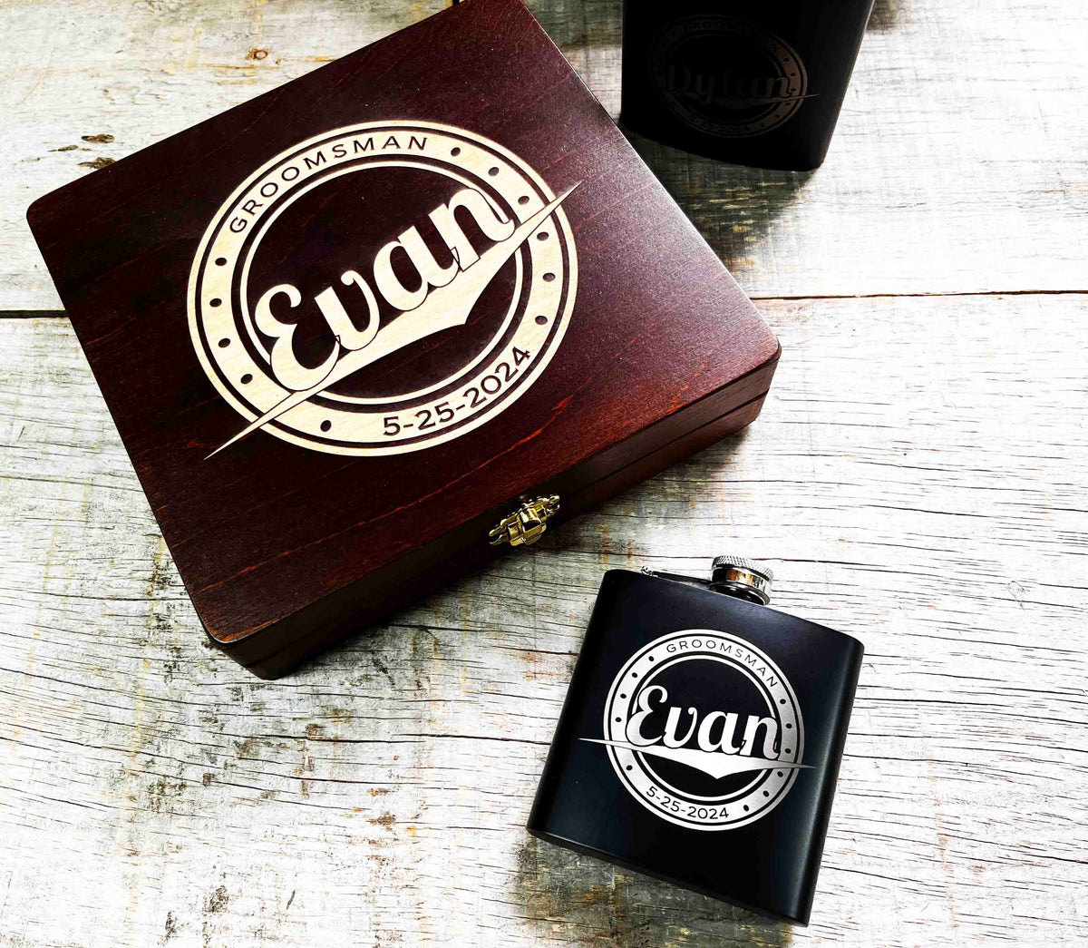 Groomsman Box/Flask Giftsets - Design 13 Memories Made Custom