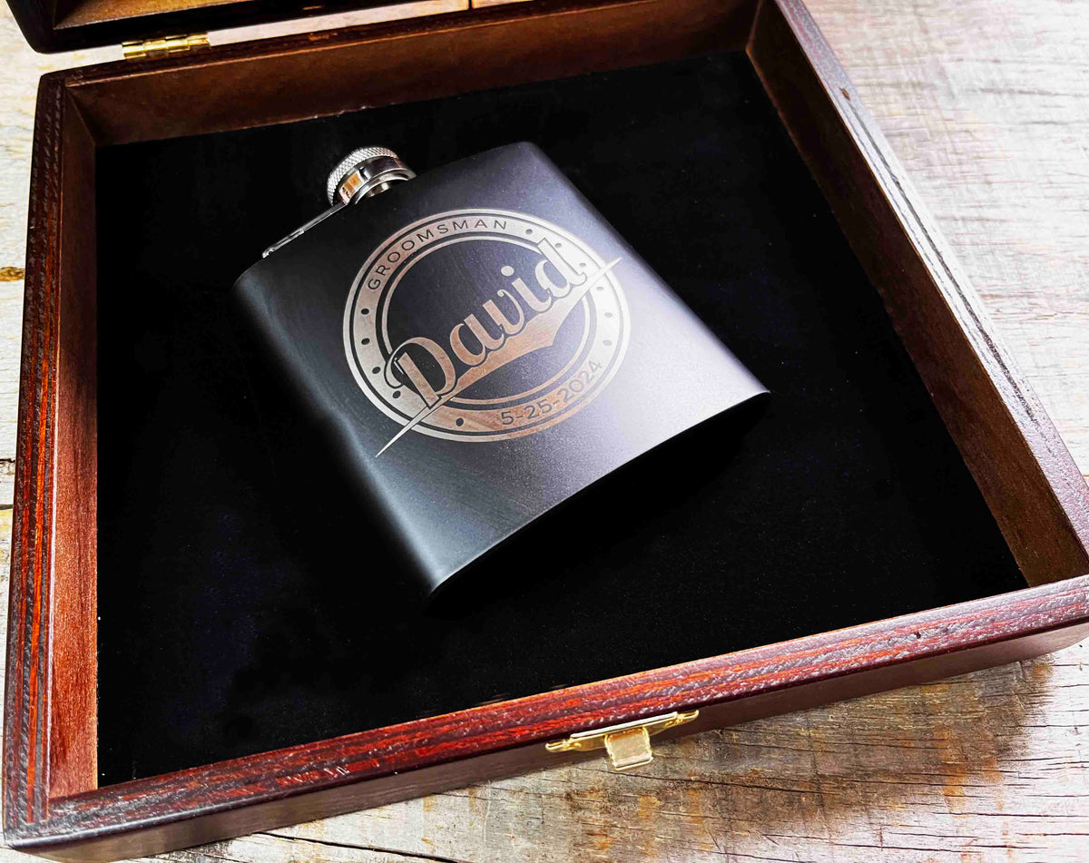 Groomsman Box/Flask Giftsets - Design 13 Memories Made Custom